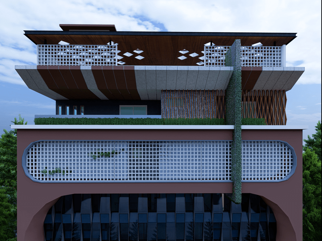 Modern exterior facade with elegant finish